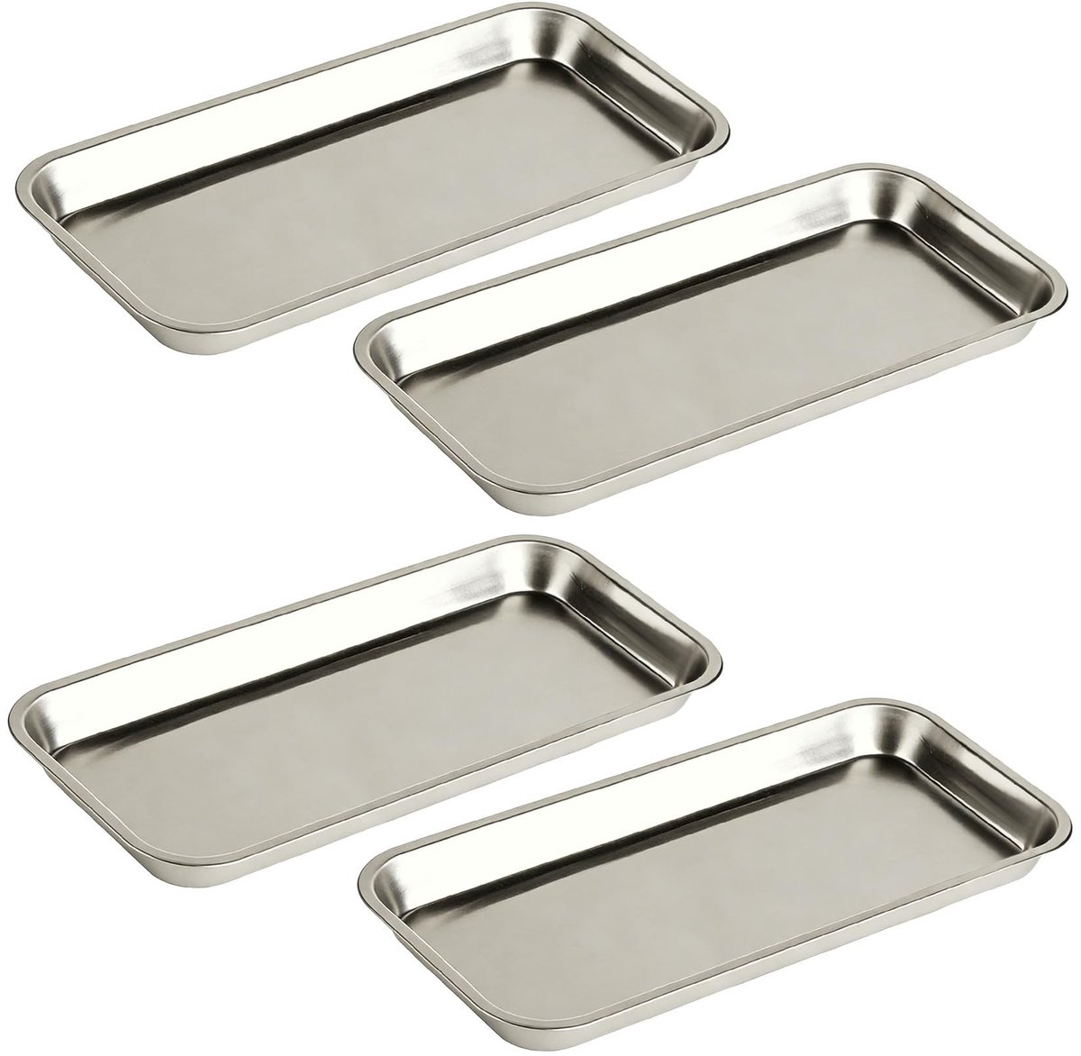 Solidchoice - Set van 4 RVS Rechthoekige Dienbladen