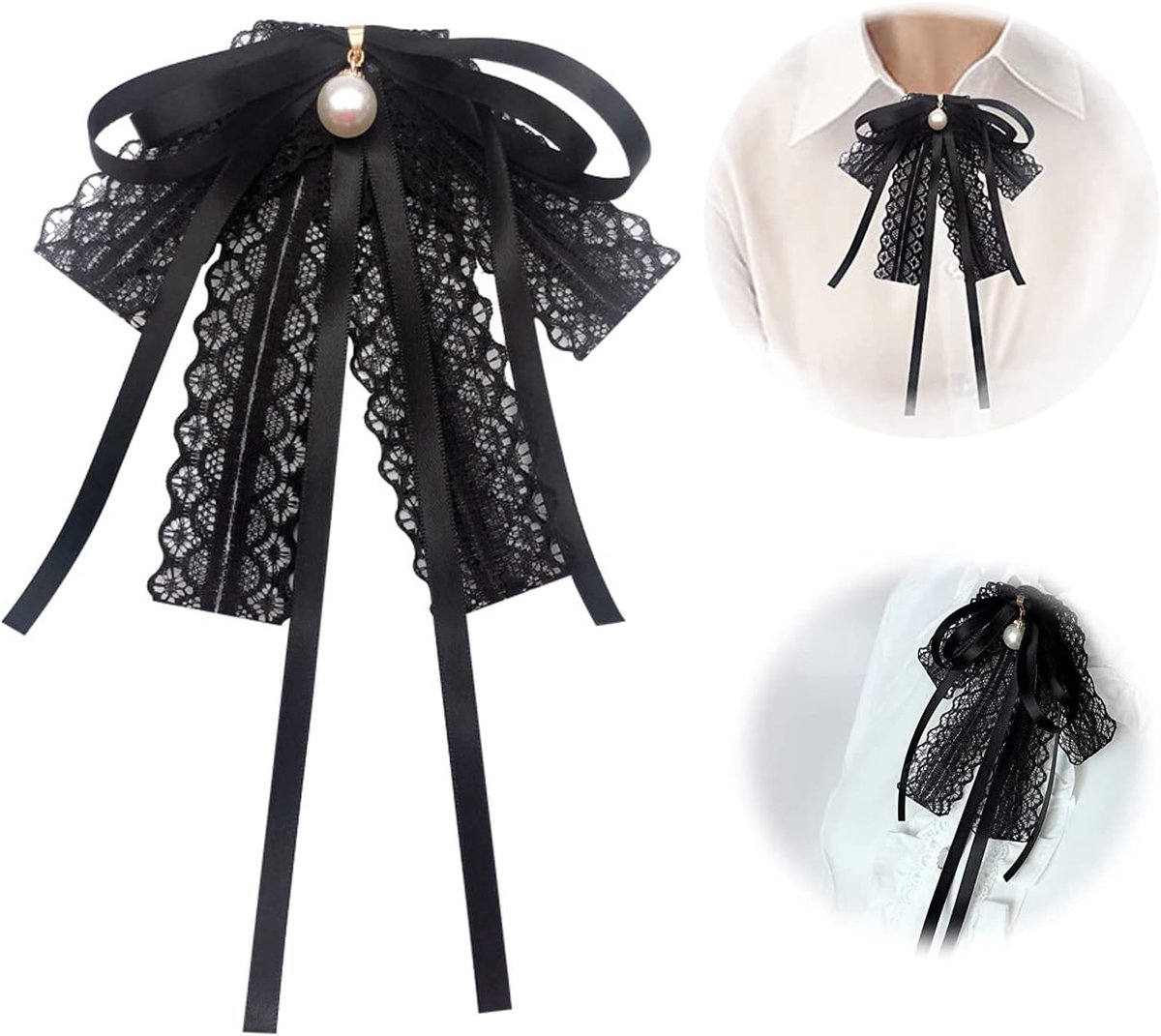 Vintage strikspeld - zwarte kant - parel detail - perfect voor bruiloften - ShopVlot