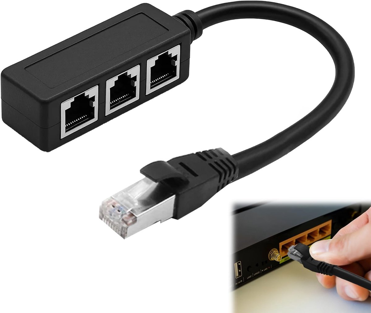 Solidchoice - RJ45 Ethernet Kabel Splitter, 1 naar 3 Poorten