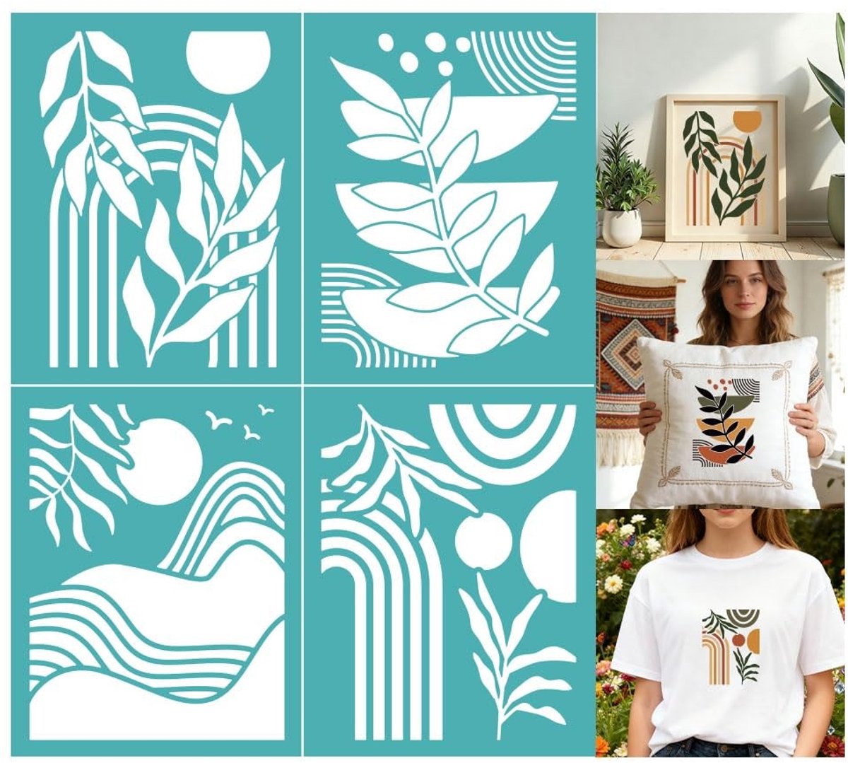 Solidchoice - 2 Vellen Herbruikbare Zeefdruksjablonen voor Creatieve Projecten