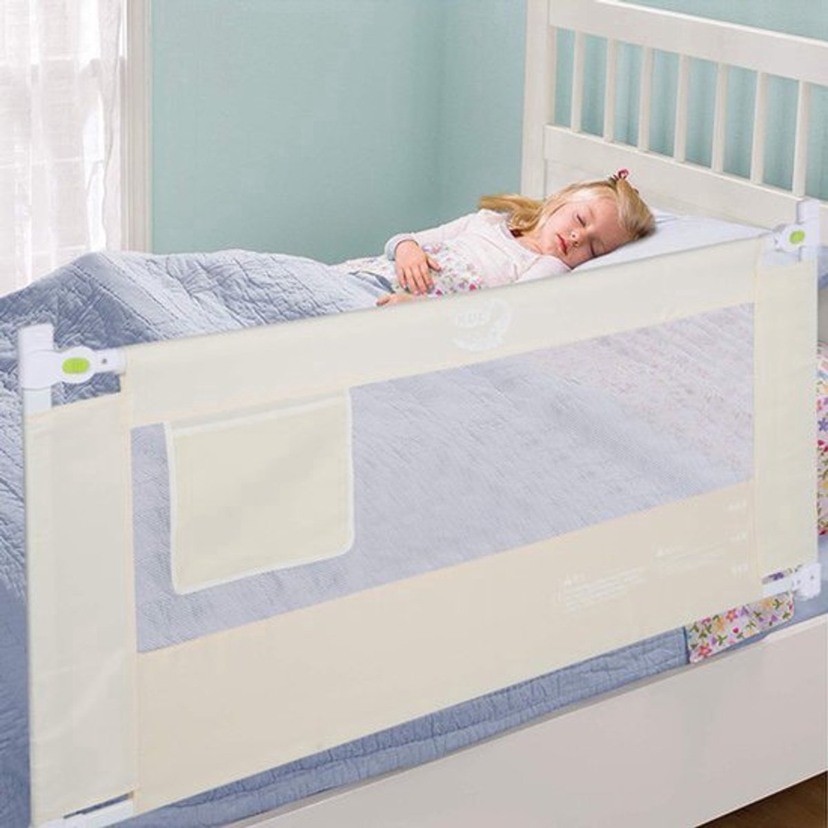 Kinderbedhekje, Opvouwbaar Bedhekje 180 x 68 cm, Veiligheidshekje voor Kinderen, Antivalbescherming