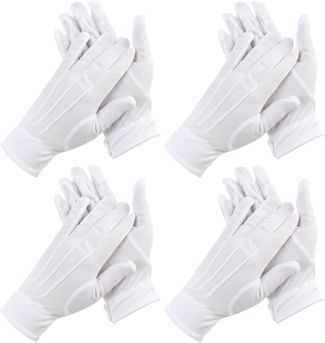 Witte katoenen handschoenen 4 paar - kerstmanhandschoenen - comfortabel en duurzaam - ideaal voor themafeesten - ShopVlot
