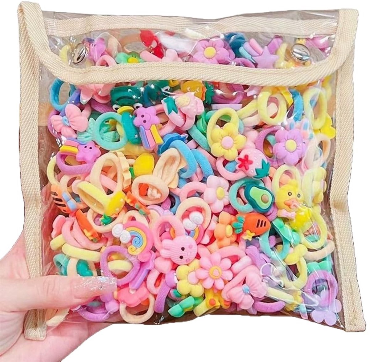 Solidchoice - 100 Kleurige Haarelastiekjes voor Meisjes en Baby's