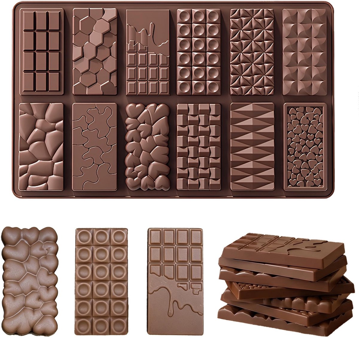 Solidchoice - Siliconen Chocoladevorm met 12 Gaten, BPA-vrij en Antiaanbaklaag