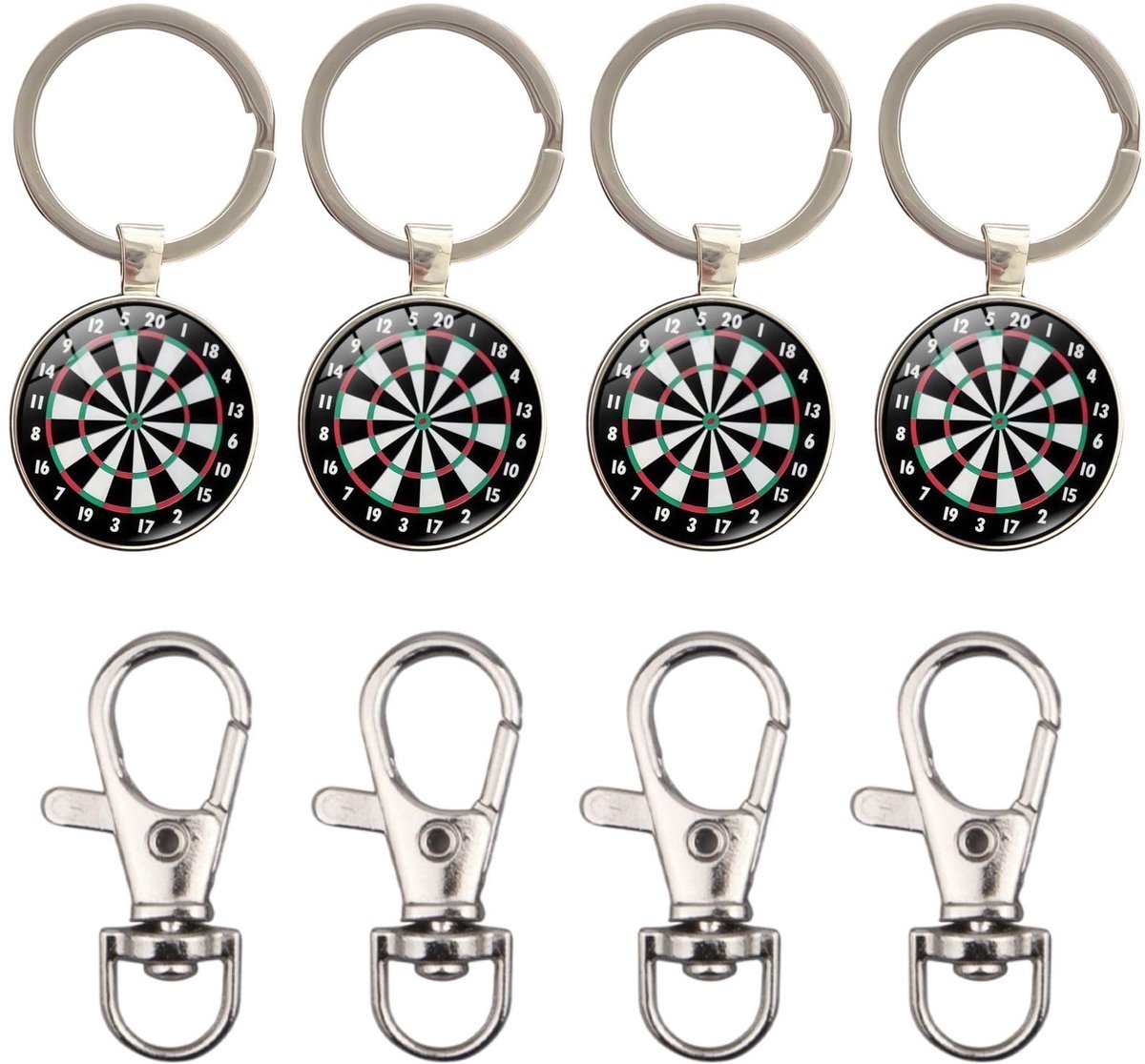 Solidchoice - Set van 4 Sleutelhangers in Dartbord Stijl