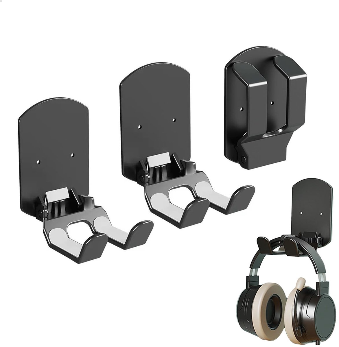 Solidchoice - Headphone Holder Set voor Bureau en Muur Bevestiging