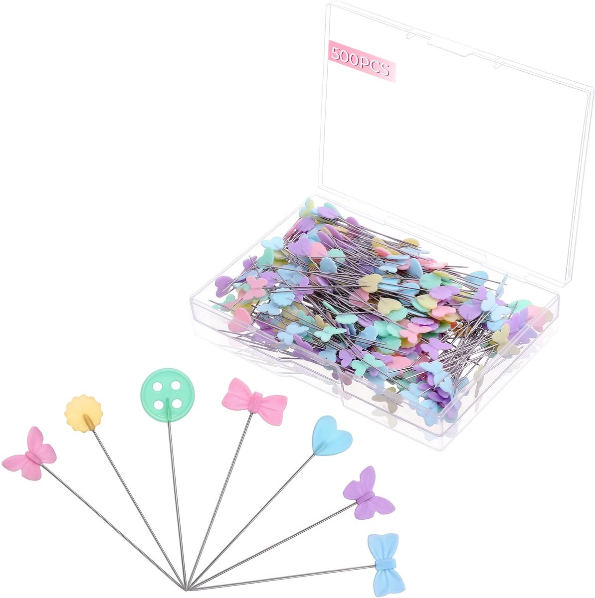 Solidchoice - Set van 500 Naaipennen met Kleurrijke Koppen