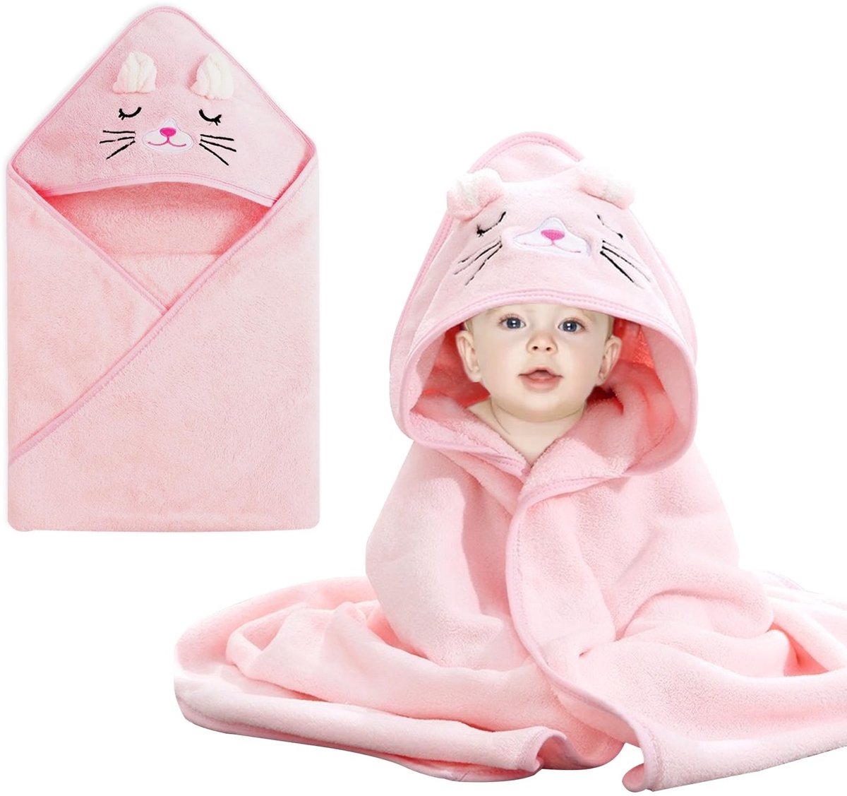 Solidchoice - Baby Badcape met Kap, Absorberend en Schattig Ontwerp, 80 x 80 cm