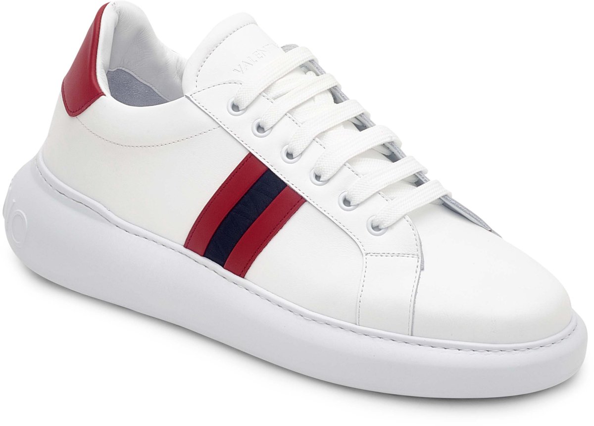 VALENTINO Heren Low-Top Sneaker Maat 42 - Wit / Rood / Zwart