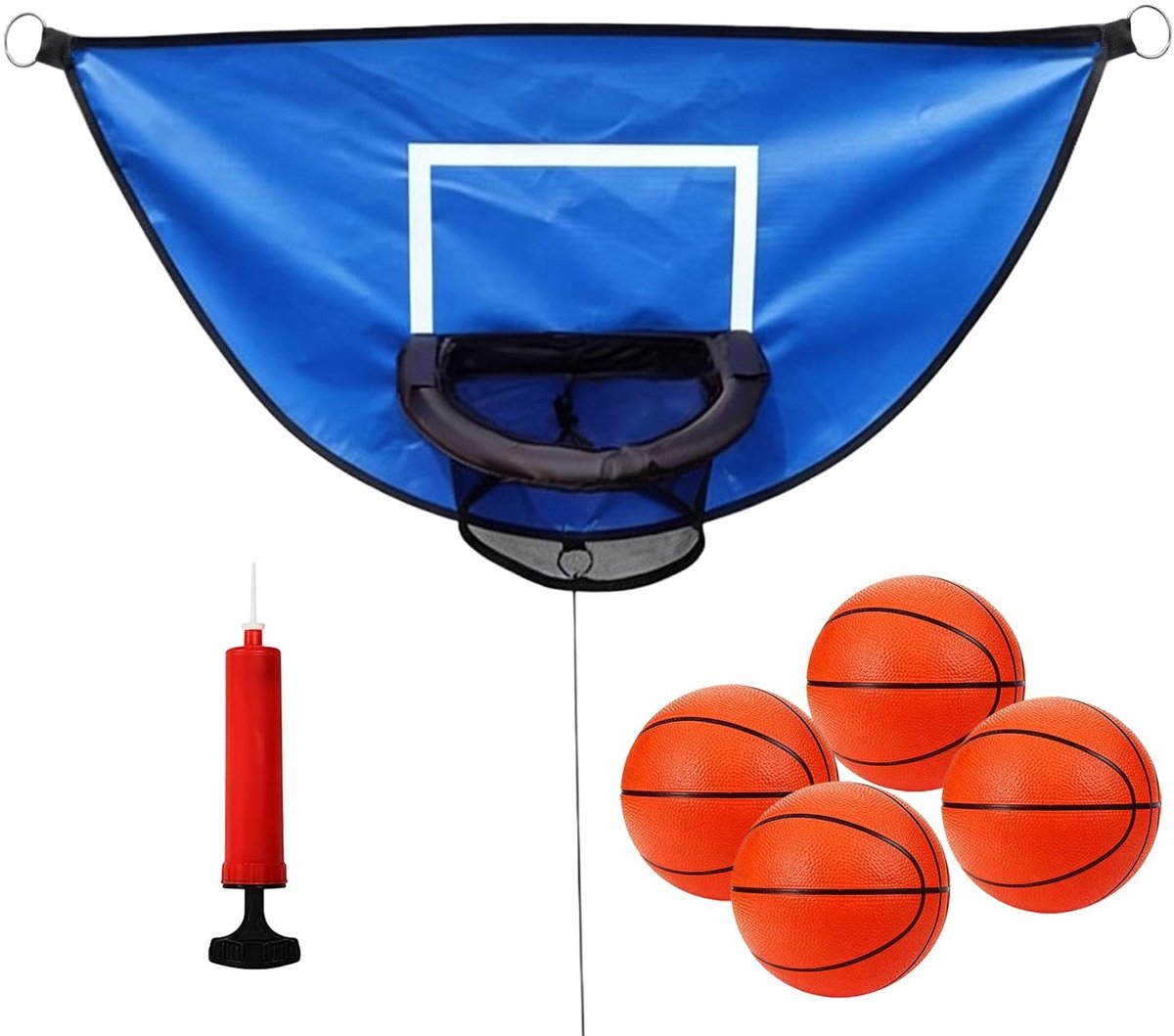 Solidchoice - Mini Basketball Ring voor Trampoline met 4 Mini Ballen en Pomp