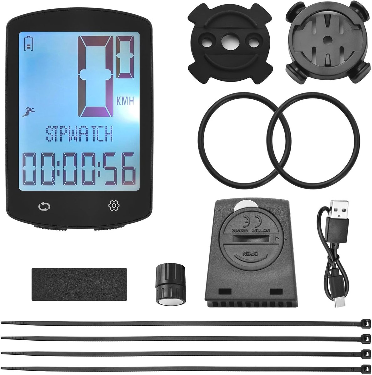 Draadloze fietscomputer 12,7 cm - oplaadbaar via USB - waterdicht IPX6 - trapfrequentiesensor voor betere prestaties - ShopVlot