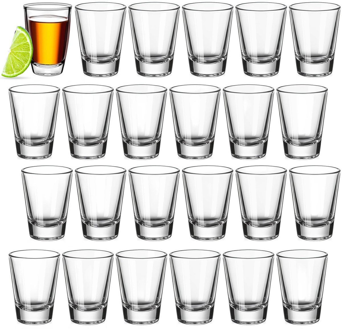 Solidchoice - Set van 12 Transparante Shotglazen met Dikke Bodem