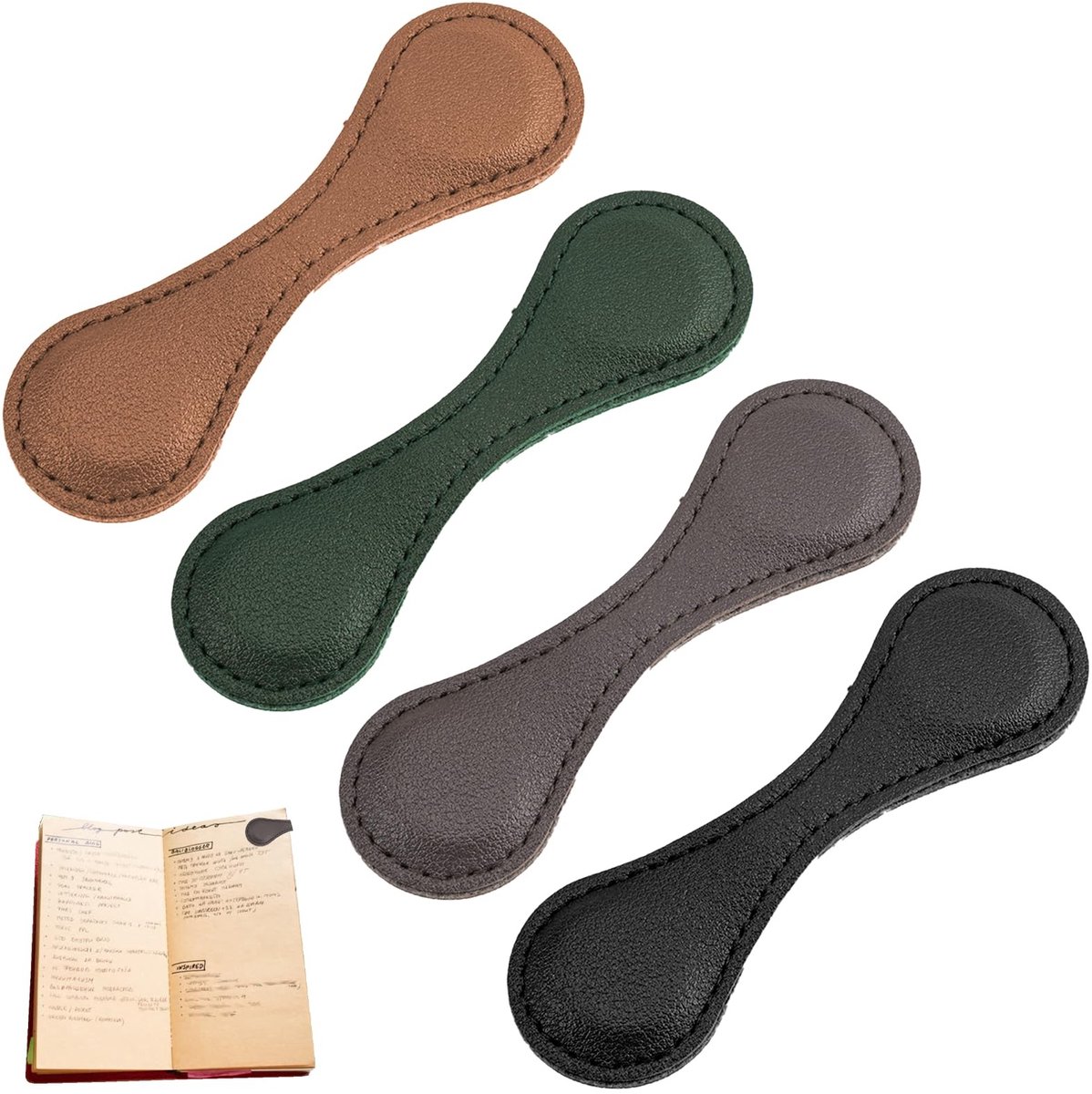 Solidchoice - 4 Stuks Magnetische Boekenleggers van Leer in Diverse Kleuren