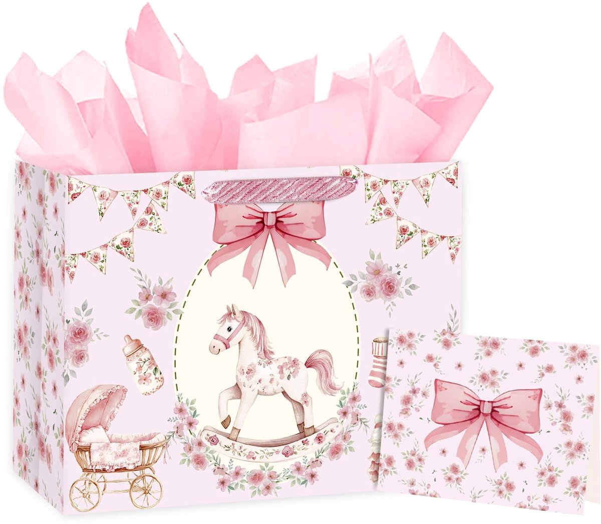 Solidchoice - Grote Baby Cadeauzak met Wenskaart en Zijdepapier
