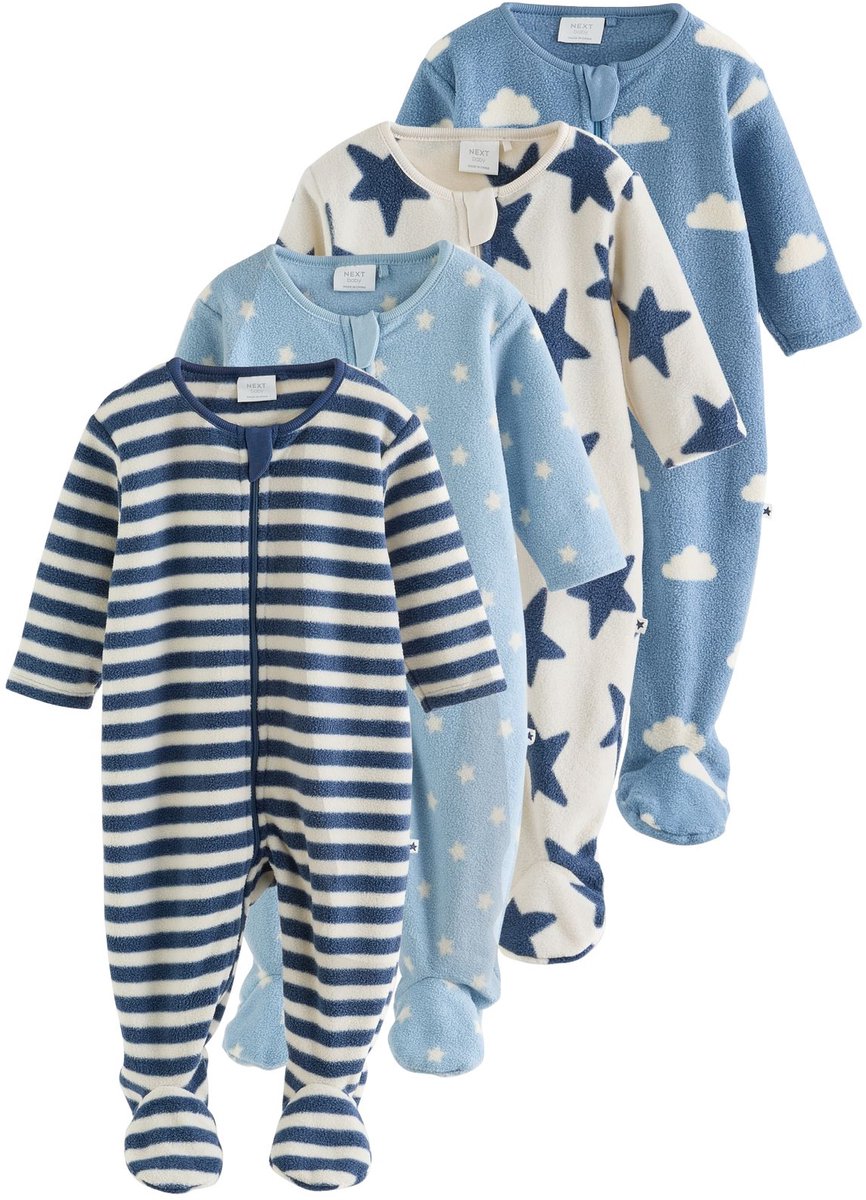 Next - Jongens - Set van 4 microfleece babyslaapzakken met tweewegritssluiting - Blauw