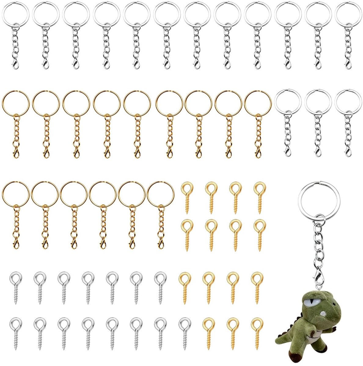 Solidchoice - Set van 30 Sleutelhangers met Kettingen en Karabijnhaken