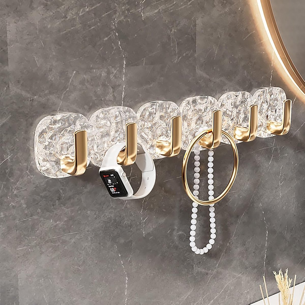Sieraadopberger voor Kettingen en Armbanden, Transparante Hanging Jewelry Holder met Gouden Haken, Ideaal voor Ringen en Oorbellen, 1 Stuk