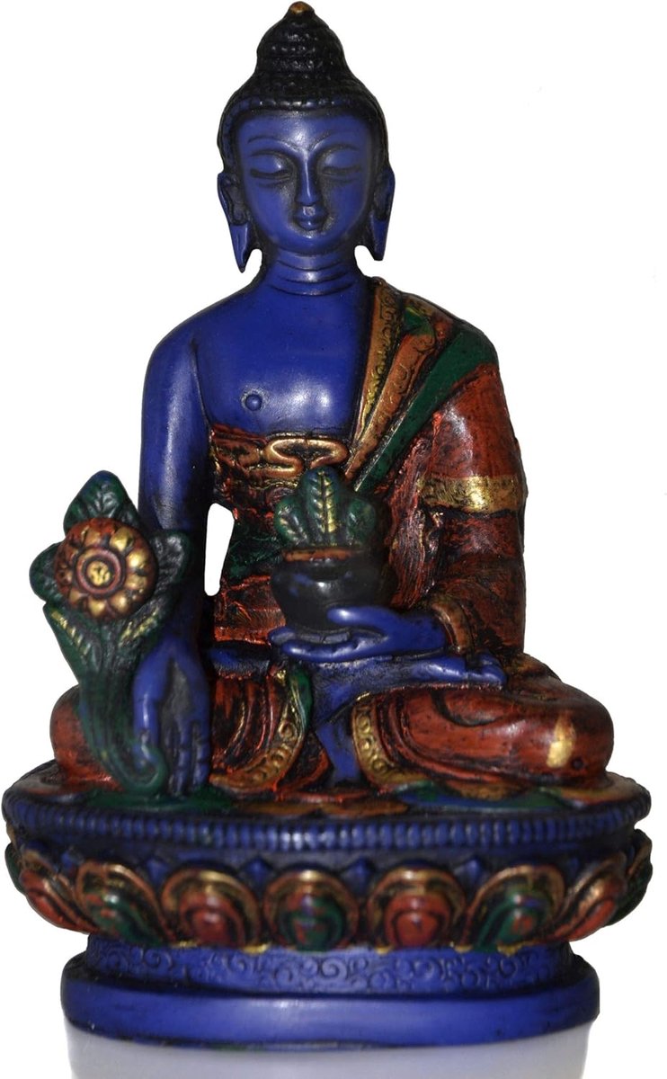 BUDDHAFIGUREN Buddhist statue - Medicine Buddha 11,5 cm - Resin - Painted blue - ShopVlot