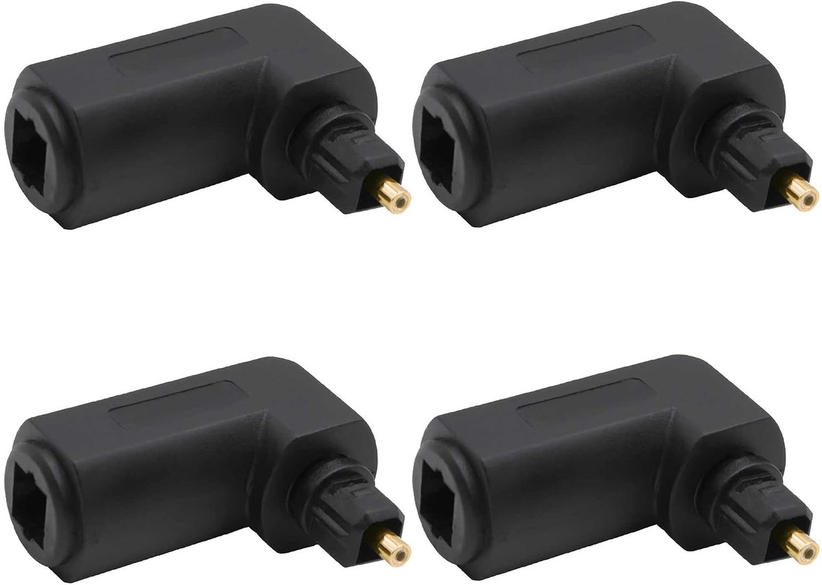 90 Degree Optical Audio Adapter, Rectangle, Fiber Optic, Digital Toslink Optical S/PDIF, Female to Male Audio Cable - ShopVlot