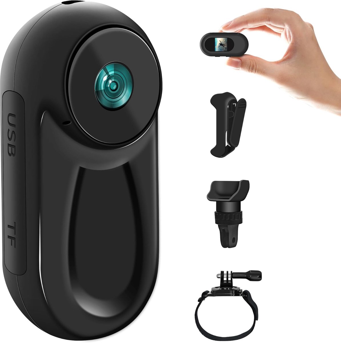 Action Cam 1080P magnetische 360° zak-duimcamera 120° groothoek actiecamera, motorbodycam, helmcamera - ShopVlot