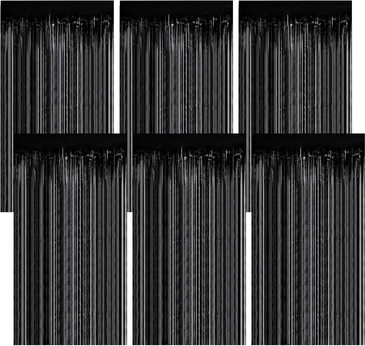 Pack of 6 Glitter Curtains, 1 m x 2 m, Lametta Curtain with Adhesive Stripes, Glitter Curtain, Background Decoration - ShopVlot