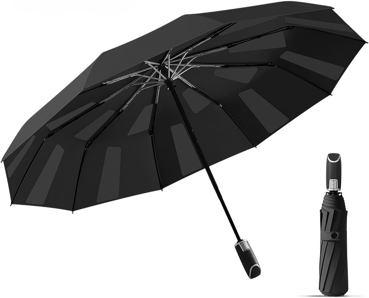 Quick Folding Automatic Travel Compact Umbrella with Fixed Patch Windproof Strong/Automatic Open and - ShopVlot