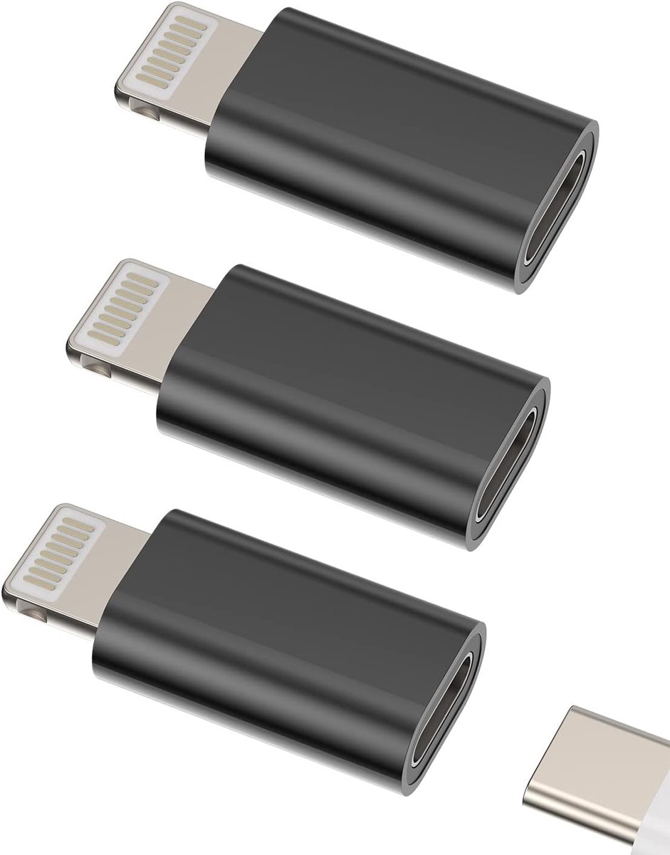 USB C Vrouwelijk naar Lightning Mannelijk Adapter (3 Pack) Type C Oplader Kabel Laadpoort Converter Oplaadkabel Data - ShopVlot