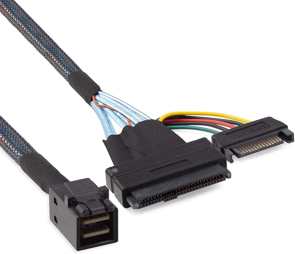 12G Internal Mini SAS SFF-8643 to U.2 SFF-8639 NVMe SSD Cable with 15 Pin Male SATA Power Connector, PCIe 4.0, 85 Ohm - ShopVlot