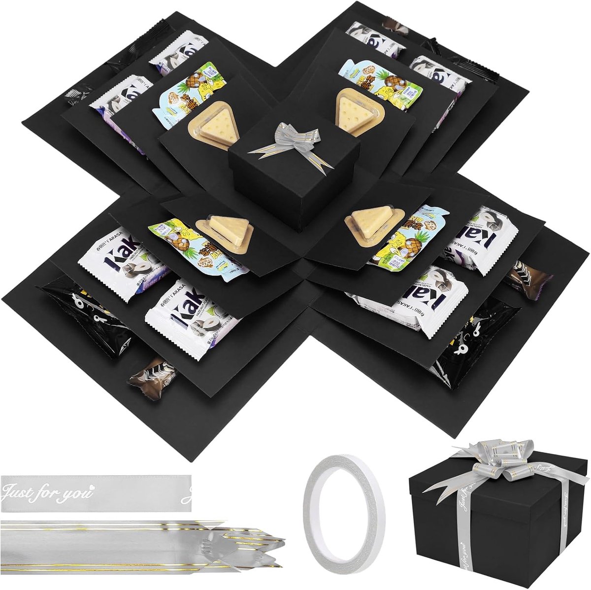 Verrassingsdoos, 5-laagse creatieve geschenkdoos, explosiedoos, zwart - ShopVlot