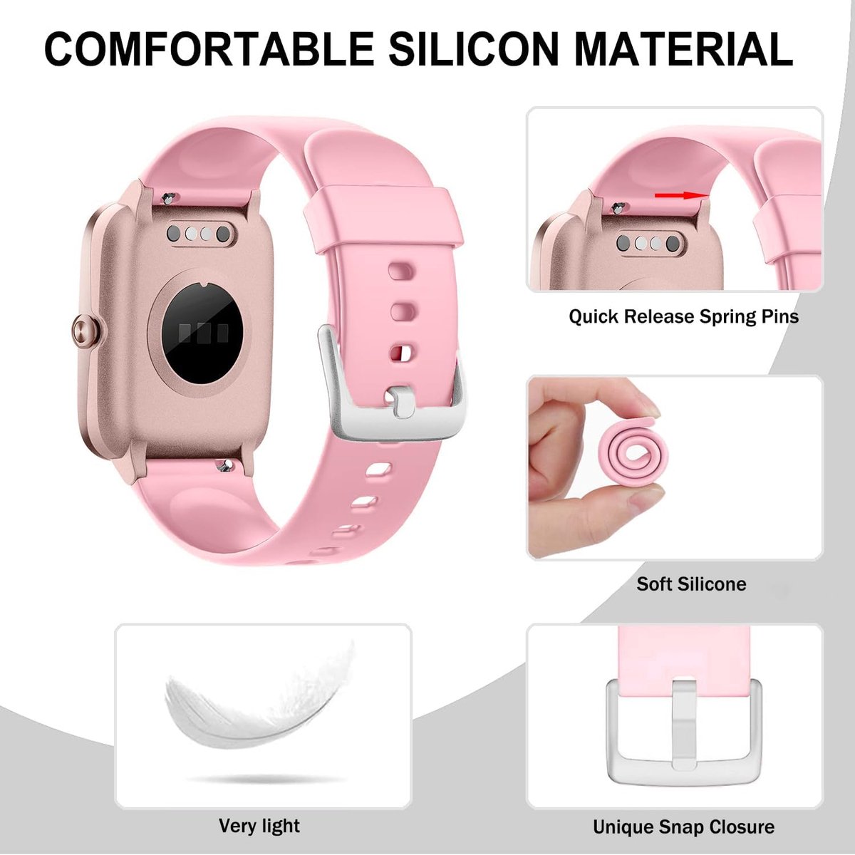 Strap Compatible with Gloryfit Smart Watch P66/P66D/P72/P95, 22mm Silicone Strap For Veryfit IDW19/IDW13/IDW16/IDW18 - ShopVlot