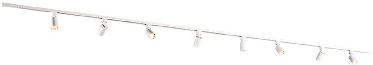 HOFTRONIC railverlichting pakket recht – 4 meter – 8x GU10 railspots – dimbaar – aluminium wit – IP20 – modulair – 230V – railverlichting woonkamer keuken