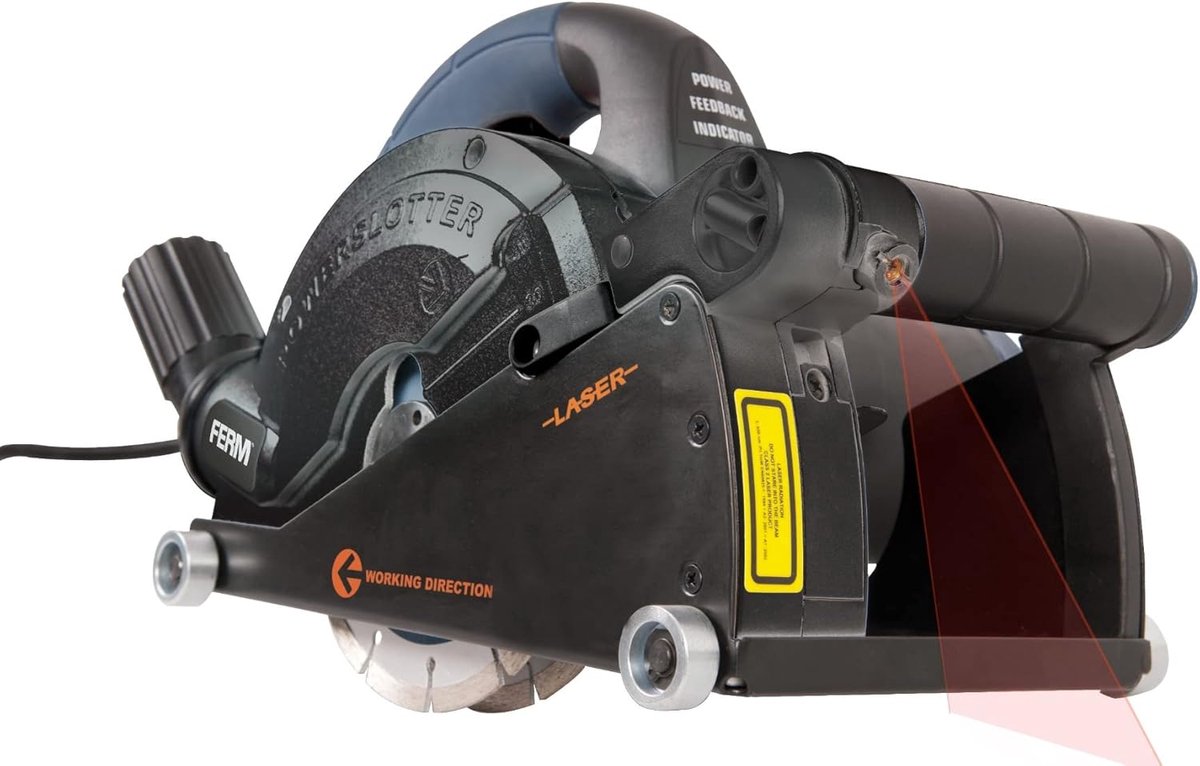 Muurfrees - 1650W - Lasergeleiding - Zaagdiepte tot 40 mm - Sleufbreedte tot 30 mm - Stofafzuiging - Inclusief 2 Diamantschijven
