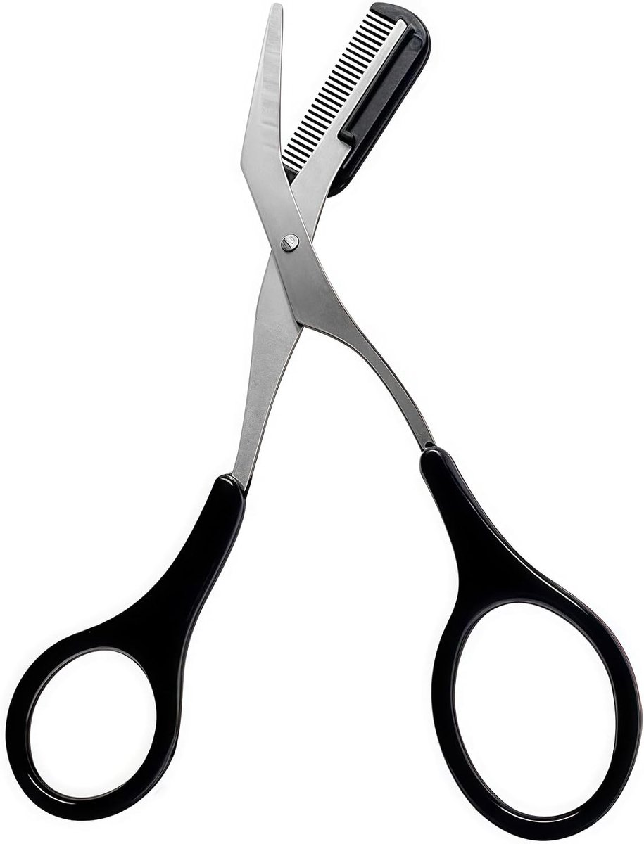 Professionele RVS Schaar voor Wenkbrauwverzorging met Afneembare Plastic Kam - Perfect voor Wenkbrauw- en Wimperverzorging, Haarverwijdering en Make-up Accessoires voor Mannen en Vrouwen