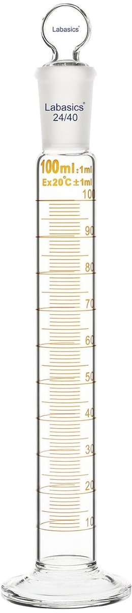 Meetcilinder 100ml - Borosilicaatglas - Met 24/40 Stopper - Voor nauwkeurige vloeistofmeting - ShopVlot