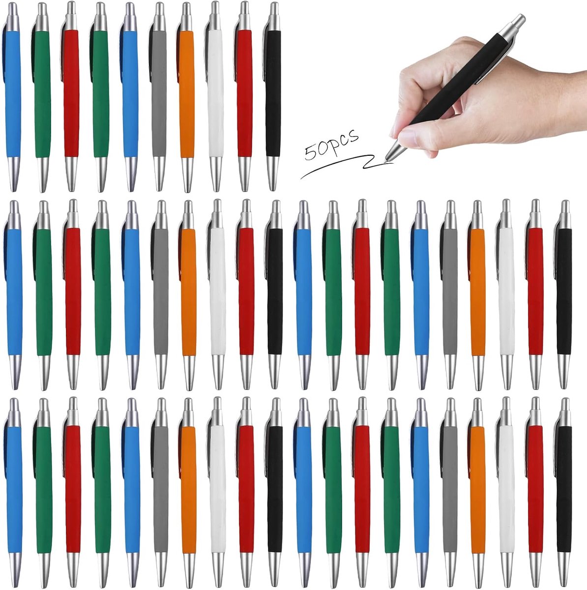 Balpen set 50 stuks - ergonomisch ontwerp - non-slip grip - ideaal voor kantoor en huishouden - ShopVlot