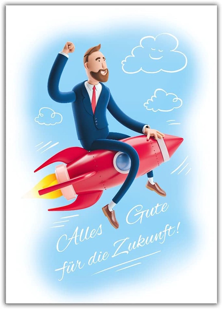 Farewell card A4 - XXL formaat - met envelop - wens "Alles Gute für die future" - ShopVlot