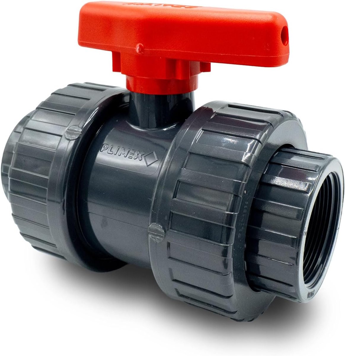PVC kogelklep 2" G2 binnendraad PN10 - 2-weg klep met dubbele draaibeweging - PVC-U EPDM afdichting - ShopVlot