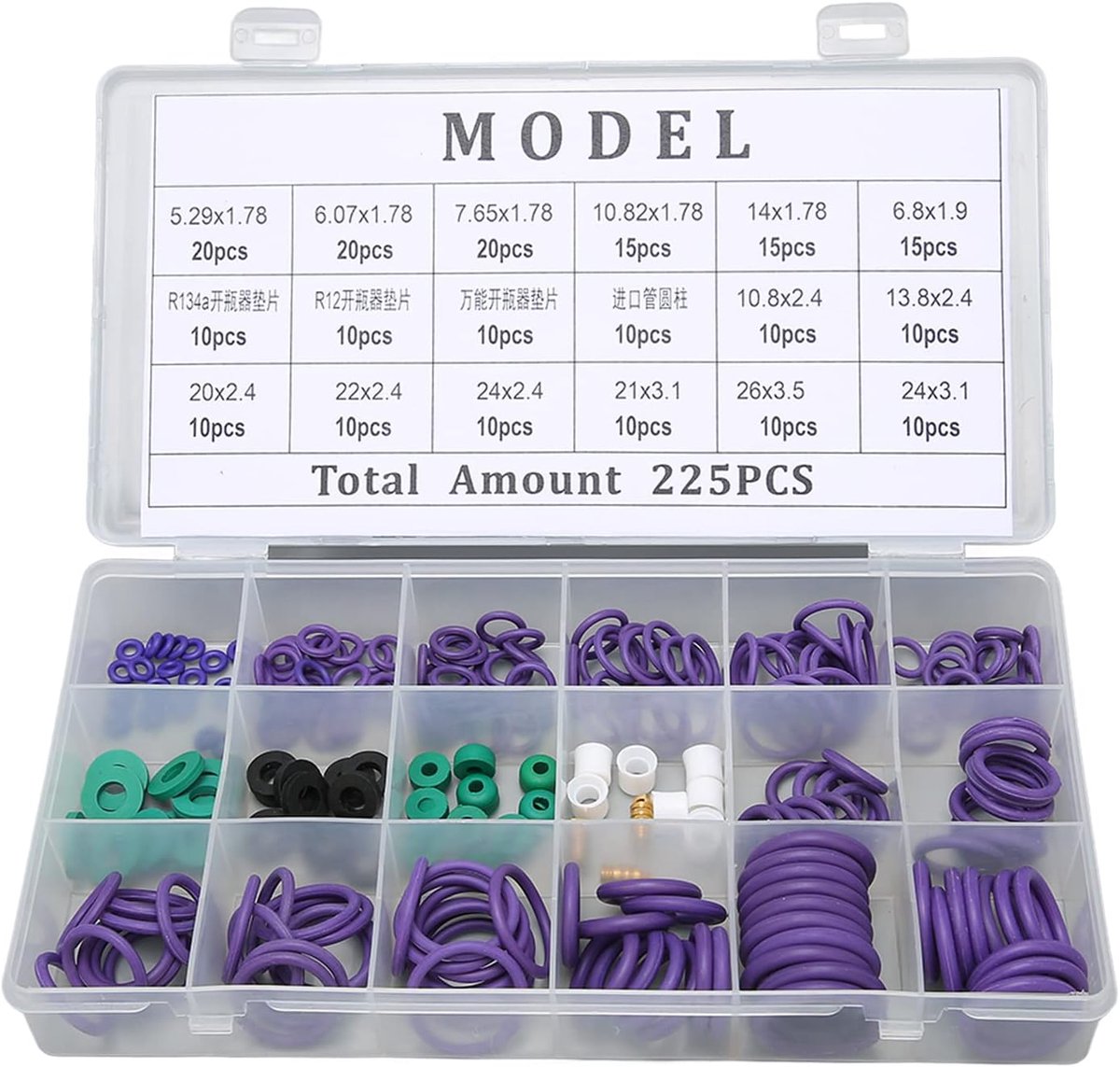 O-Ring Set 225PCS - 14 maten assortiment - hoogwaardig rubber - uitstekende waterdichtheid - ShopVlot