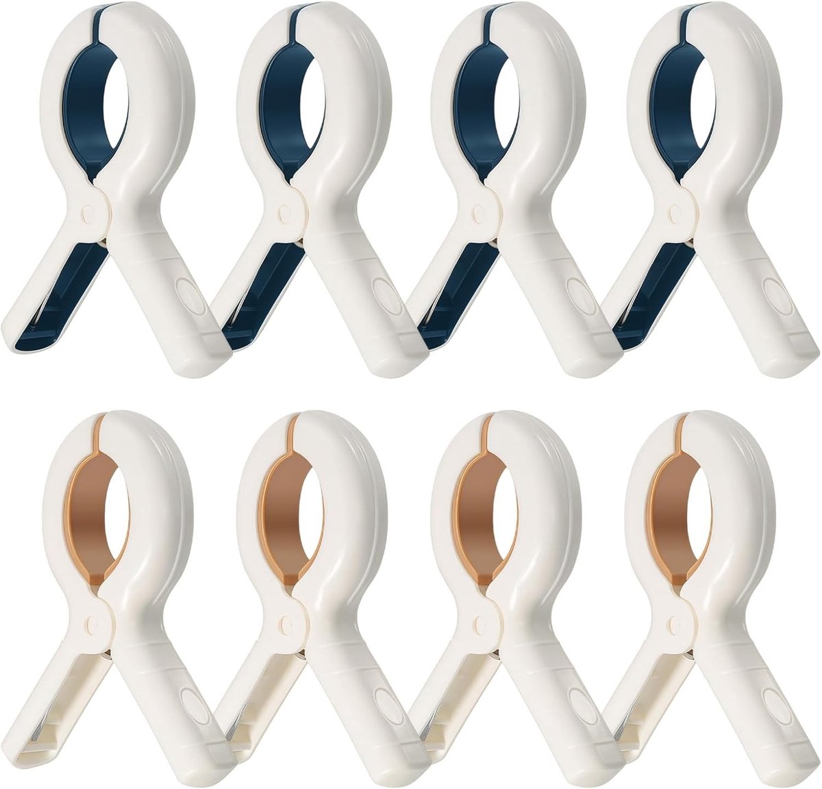 Handdoekklemmen Set - Kaki en Blauw - Extra Groot - Windbestendig met Siliconen Anti-Slip Pads - Voor Strandbedden en Zwembaden