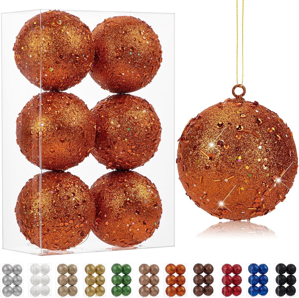 Kerstboomballen 10 cm - Gouden glitter - Elegante uitstraling - Feestelijke decoratie - ShopVlot