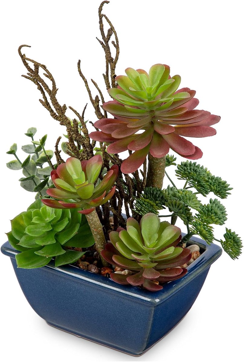 Kunstplant Succulent in Keramieken Pot - Moderne Decoratie voor Huis en Kantoor - Perfect voor Raamrand en Bureau - ShopVlot