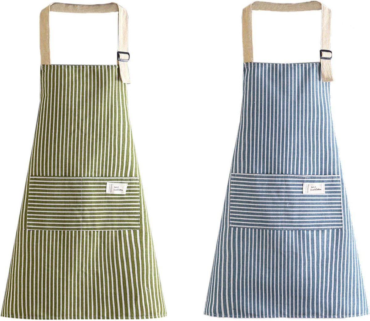 Keuken schort set 2 stuks - verstelbaar - groen en blauw - ideaal voor koken en grillen - ShopVlot
