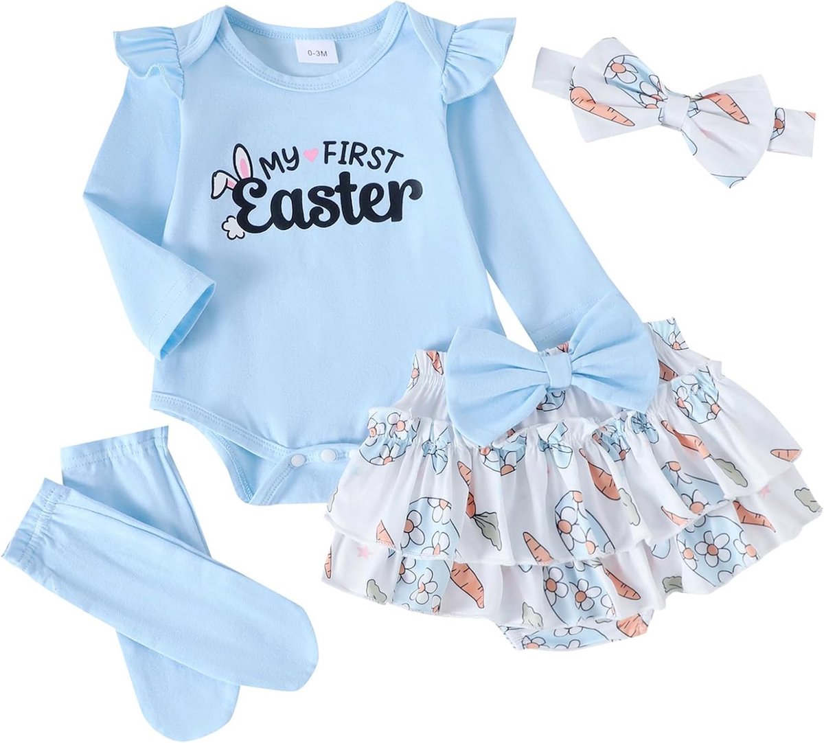 Baby meisjes outfit - ruffle lange mouw - My 1st Valentine's Day - schattige fotokleedjes voor 0-18 maanden - ShopVlot