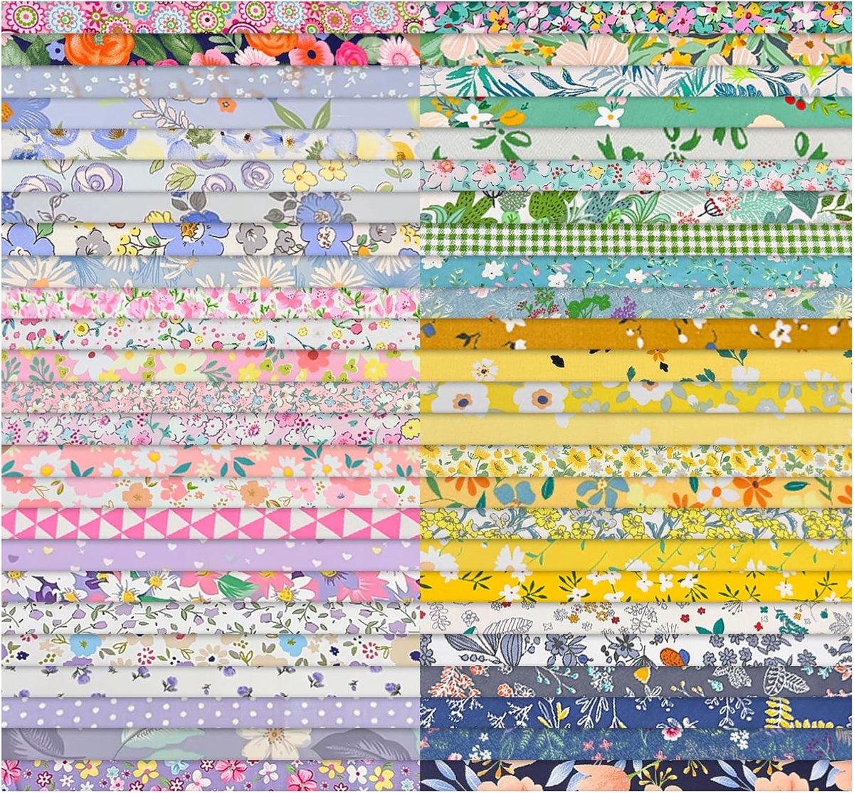 Stofbundels 50x - 20x20cm katoen - unieke trendy prints - perfect voor quilt projecten - ShopVlot