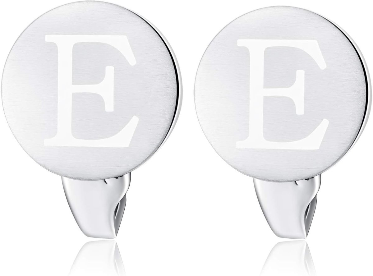 Cufflinks voor mannen - ronde vorm 14mm - geborsteld staal - initialen A-Z - ShopVlot