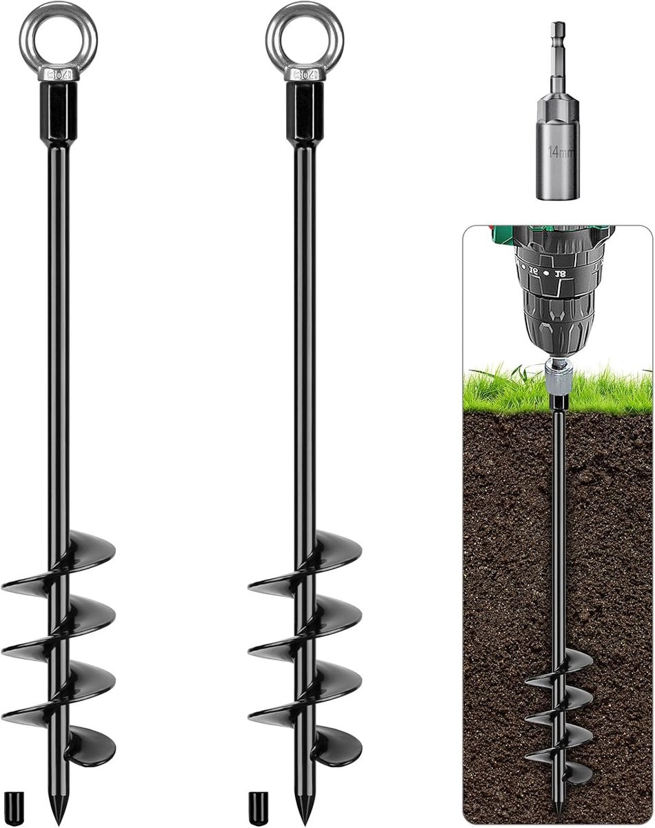 Grondpen voor Trampoline 24 Inch - 2 Stuks - Metaal - Ideaal voor Camping en Tuin - ShopVlot