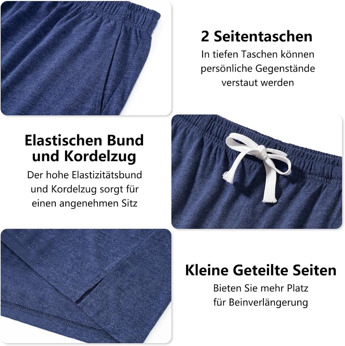 Korte katoenen slaapbroeken 10 cm - lichtgewicht - met zakken - comfortabel voor thuis - ShopVlot