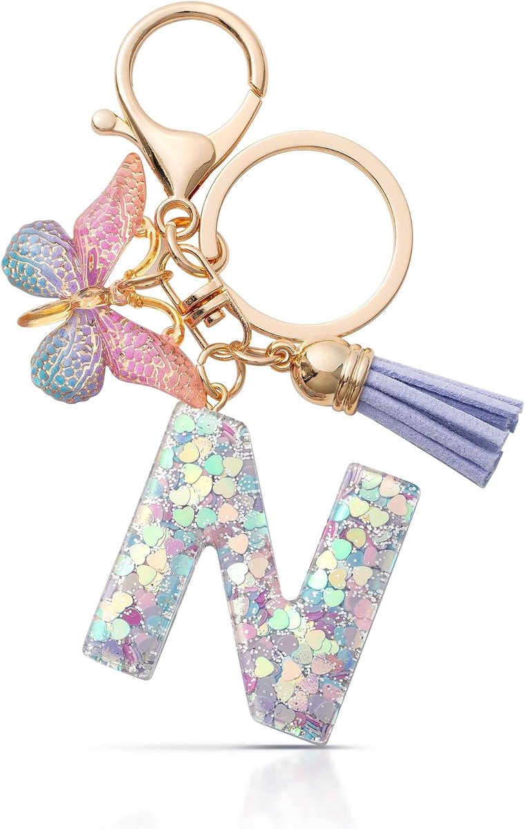 Sleutelhanger meisjes lila - vlinder met beginletter - ideaal voor dames - ShopVlot