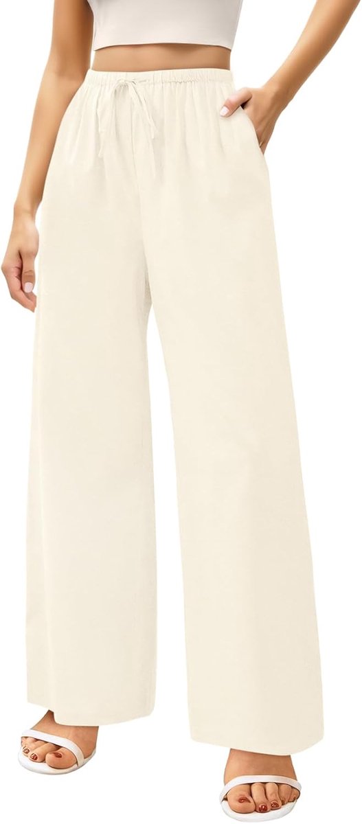Dames zomerbroek - hoge taille - linnen - luchtig en comfortabel - ShopVlot