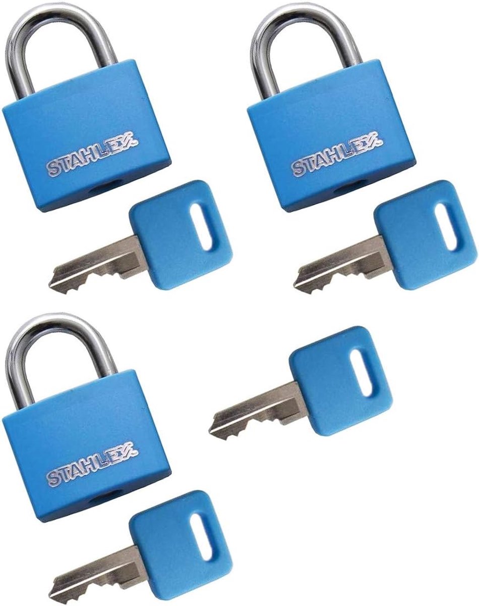 Hangslot set van 3 - 20mm - blauw - inclusief 4 sleutels - ideaal voor beveiliging - ShopVlot